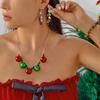 Creative Christmas Red Green Bells Jewelry Set For Women Girl Exaggerate Bell Beaded Necklace Bracelet Earrings Festival Jewelry