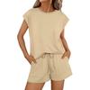 2026 Spring/Summer Women's Round Neck Loose Short Sleeve Two-Piece Set