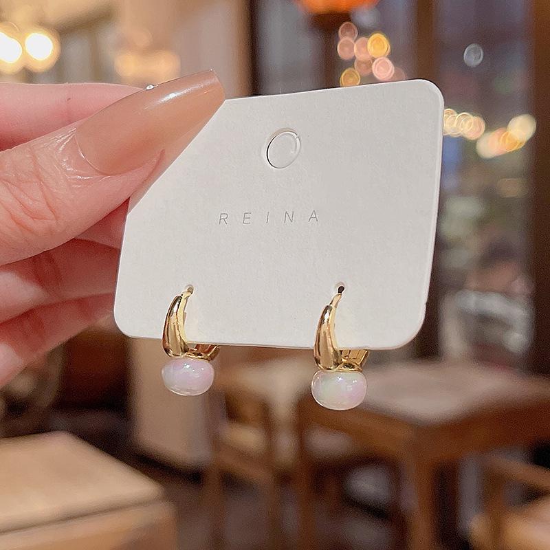 Sterling Silver Bow Gardenia Stud Earrings - Light Luxury Korean Style