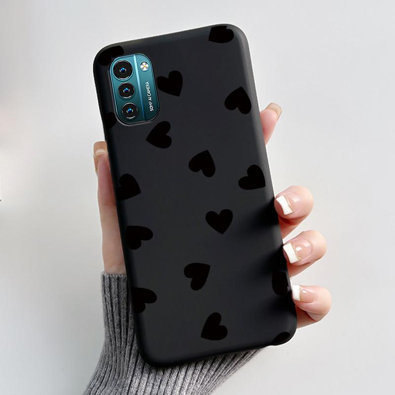 For Nokia G21 G11 Plus Case Cute Love Rabbit Cartoon Black TPU Silicone Soft Cover For NokiaG21 G 11 G11Plus Bumper Phone Case