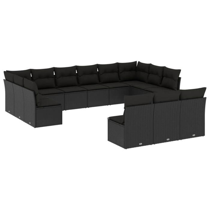 VidaXL Garden Lounge Set with Cushions 14 Pcs, Patio Sofas, Furniture Set, Outdoor Terrace Furniture, Black 3223935