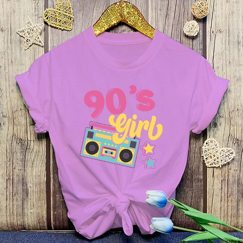 New Funny 90'S Girls Printed T-Shirts Fashion Women Short Sleeve Cool Summer Casual Tops 90'S Girls Female Shirt Tees