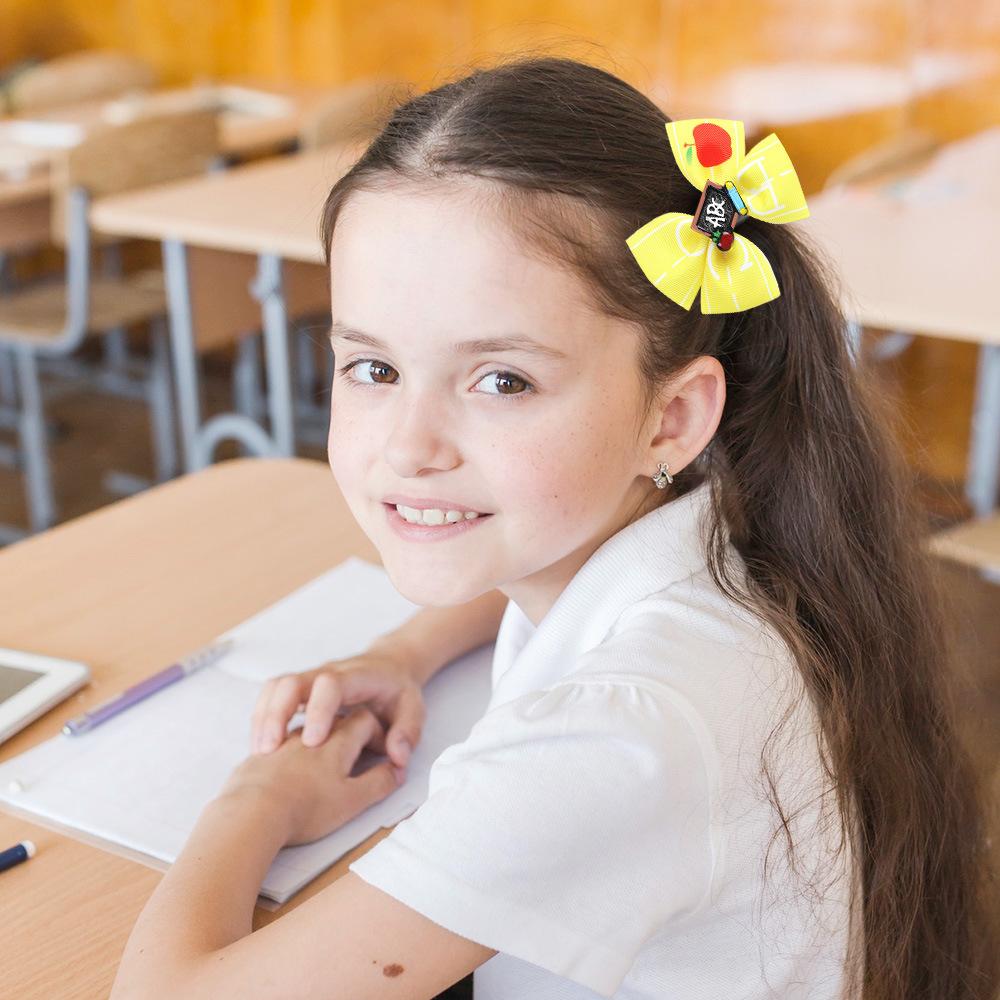 2Pcs New Striped Children's Bow Hair Clip Simple and Versatile Headdress Student Atmosphere Amall Hair Accessories