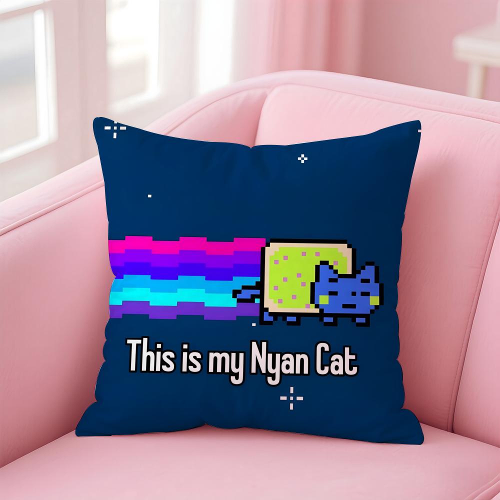 Nyan Cat Cushion Cover Home & Car Multi-Scene Pillow Cover - Reversible, Soft & Durable for Daily Use