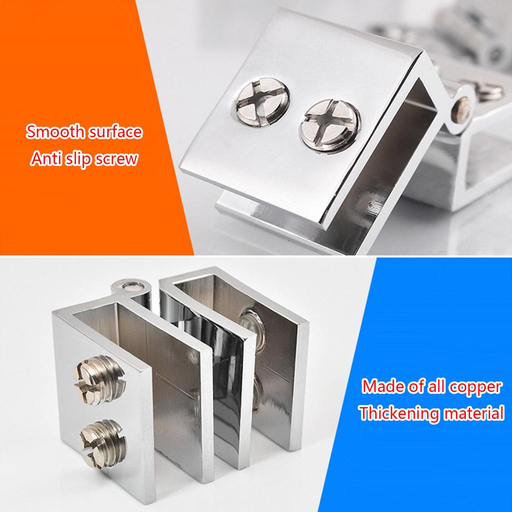 Thickness Glass Door Hinge Copper Glass Clamp 0Degree/90Degree/180Degree Glass Cupboard Showcase Cabinet Door Hinge