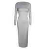 Women's Extended Black Dress, Sexy Round Neck Long-sleeved Comfortable Dress