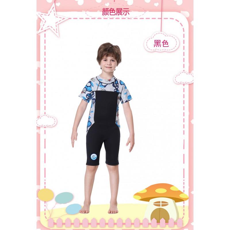 Kids 2.5mm Neoprene Wetsuit Short Sleeve Shorts Full Body Diving Suit With Rear Zipper Warm Swimwear Boys Girls