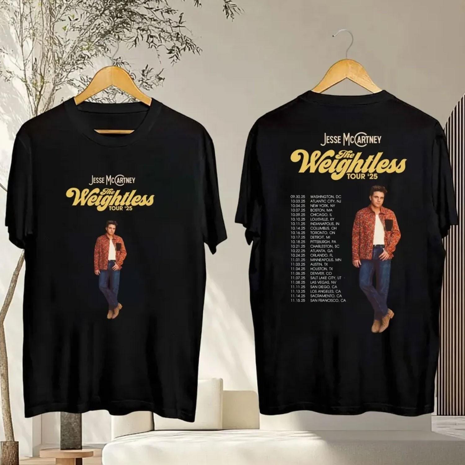 Jesse Mccartney Tour 2025 T-shirt Jesse Mccartney the Weightless Tour T-Shirt XL
