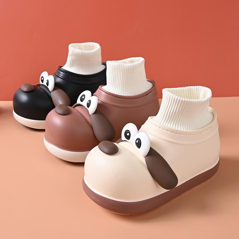 Zapatillas de Algodón para Mujer con Ojos Grandes de Perro 2025: Usable al aire libre, Antideslizante, Punta cerrada, Cálido, Grueso, Aumenta la altura, Suela blanda