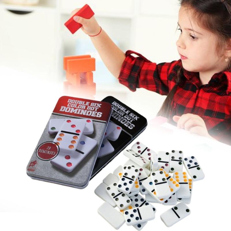 Double Colour Six Dot Dominoes Game Set Kids Educational Toys Gift Interaction
