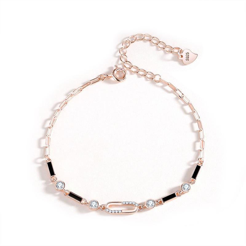 Tancise 925 Sterling Silver Zircon Bracelet Jewelry Geometric Bead Chain Link Bracelets Fashion Fine Wedding Gift for Girlfriend Women