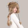 Cartoon Bear Fur Hat for Women's Autumn and Winter New Cute Doudou with Imitation Raccoon Fur Ear Protectors To Keep Warm and Cold-resistant Plush Hat