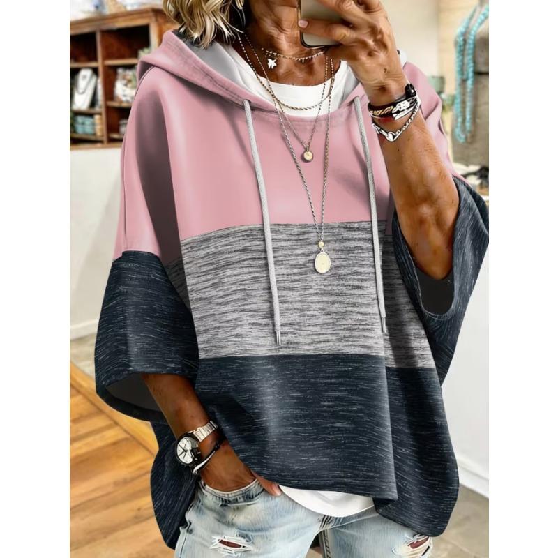 Women's Plus-Size Hooded Sweatshirt, Elegant Comfortable Simple Pattern Print,Fashionable and Versatile