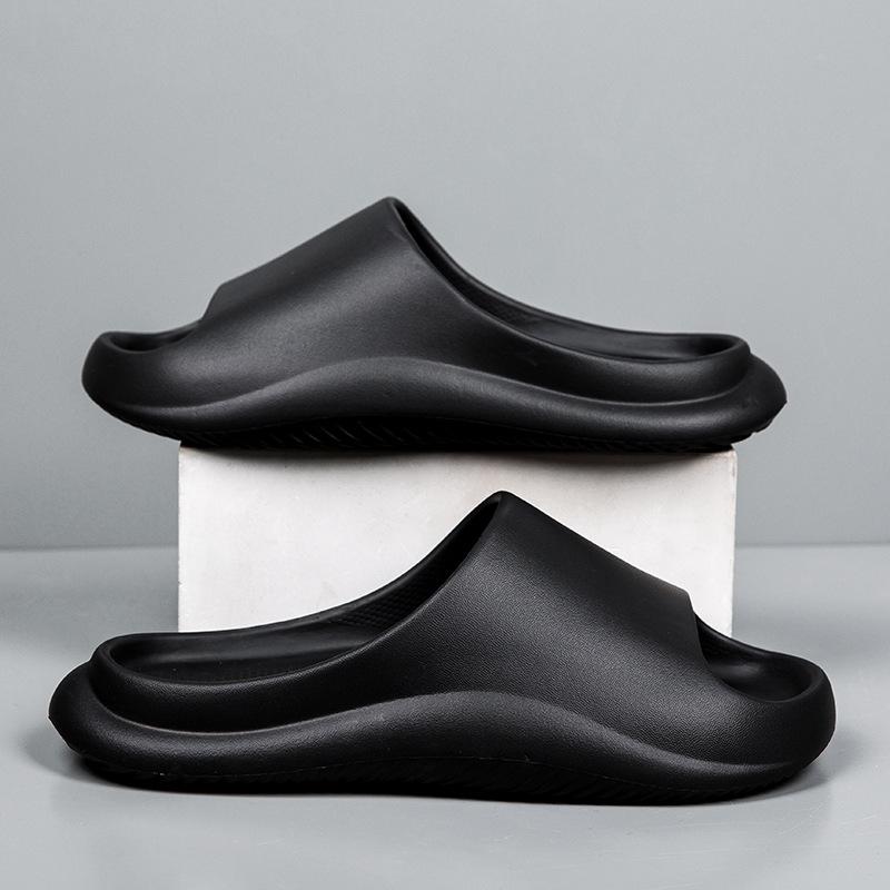 2025 slippers men's home one-word drag women step on shit feeling thick-soled cool slippers outdoor EVA non-slip sandals