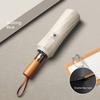 New Three-Fold Business Automatic Folding Umbrella Retro Wooden Handle Reinforced Wind-Resistant Enlarged Umbrella Face Men'S Ra