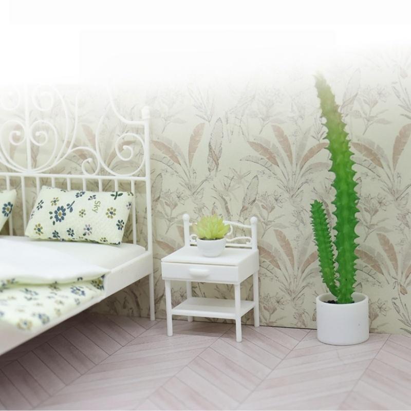 1Pcs Realistic Design Mini Nightstand Dollhouse Bedside Table Miniature Bedroom Furniture High Intricacy For Hobbyists