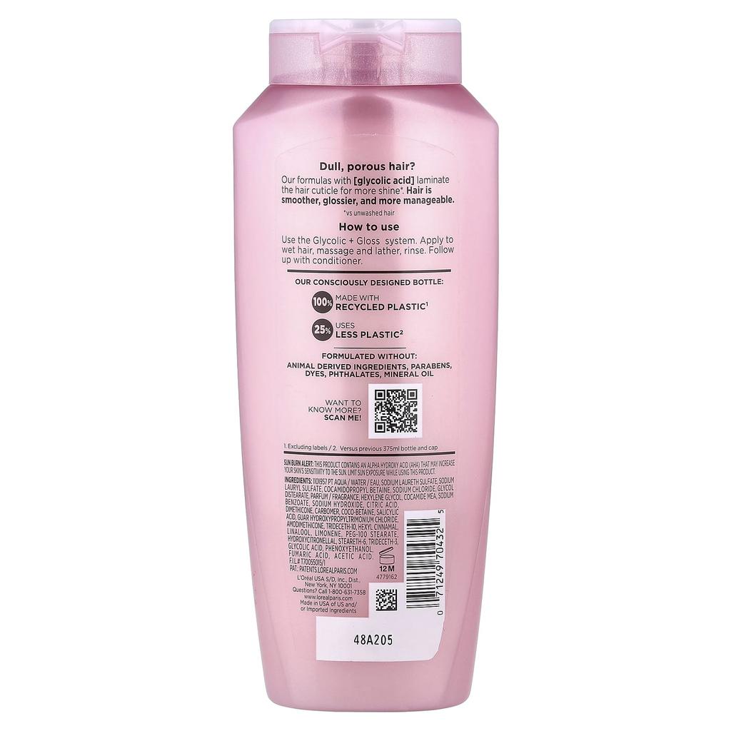 L'Oréal, Elvive, Glycolique + Brillance, Système Booster de Brillance, pour cheveux ternes et poreux, 375ml (12,6 fl oz)