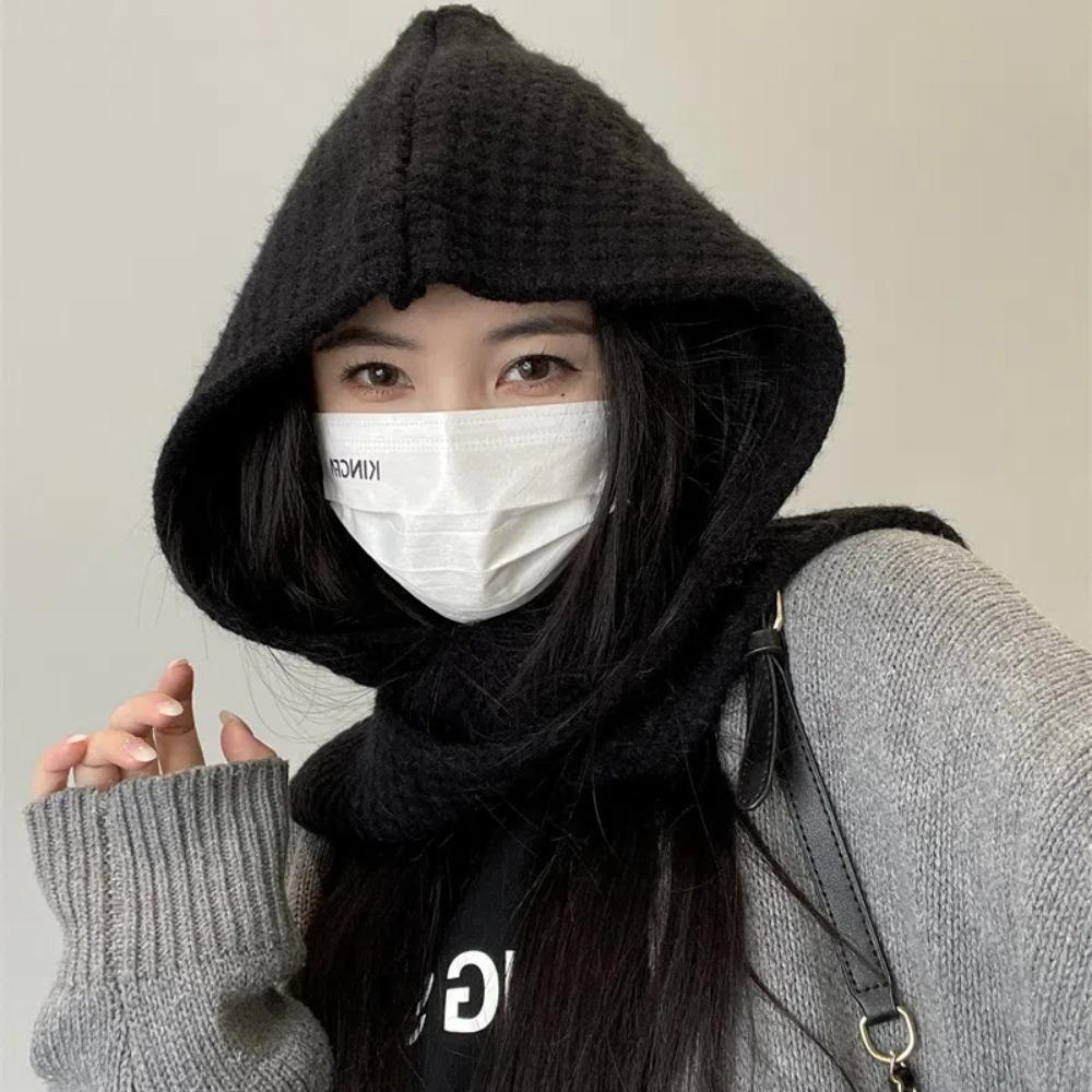 Acrylic Fibres Neck Collar Beanies Caps Triangular Winter Neckerchief Hat  Unisex