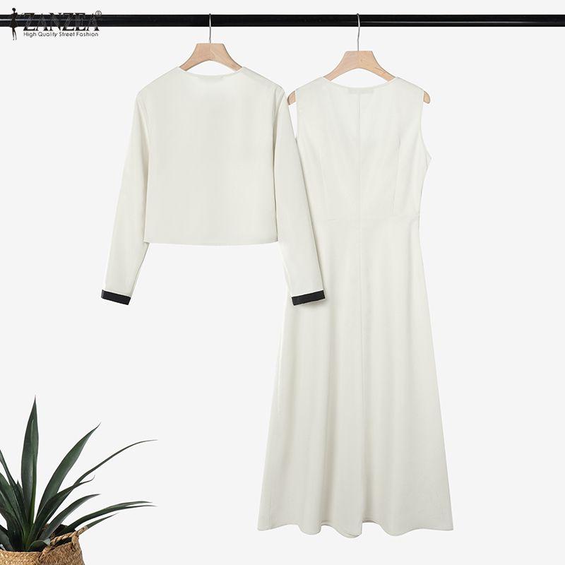 ZANZEA Women Thin Outwear and Sleeveless Dress Fashion Two Piece Suit Sets