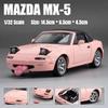 1/32 Mazda MX-5 miniaturní odlitek Miata Roadster hračka model auta zvuk a světelné dveře otevíratelné sběratelský dárek pro děti chlapce i dítě