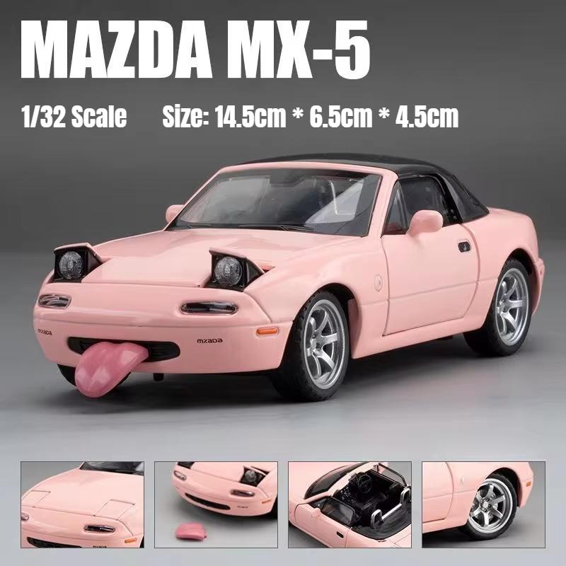 1/32 Mazda MX-5 Miniature Diecast Miata RoadSter Toy Car Model Sound & Light Doors Openable Collection Gift for Children Boy Kid