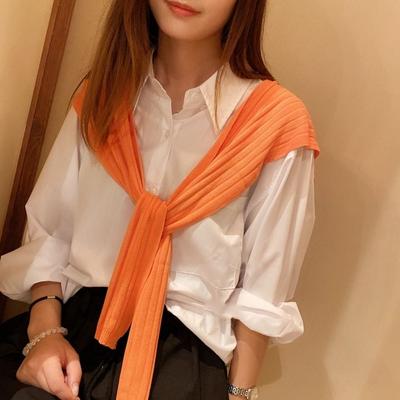 Sunscreen Stripe Knitted Shawl Naval Style Blouse Shoulder Fake Collar Wool Scarves  Autumn/Winter