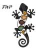 Tropical Home Accents Metal Gecko Lizard Wall Decor, Colorful Painted Iron Art, Unique Gifts for Garden Lovers Outdoor Farmhouse Hanging Ornament