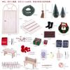 Miniature Dollhouse Christmas Entry Set Wooden Round Door With Opening Mechanism Tiny Kitchenware Accessories Kids 7-14
