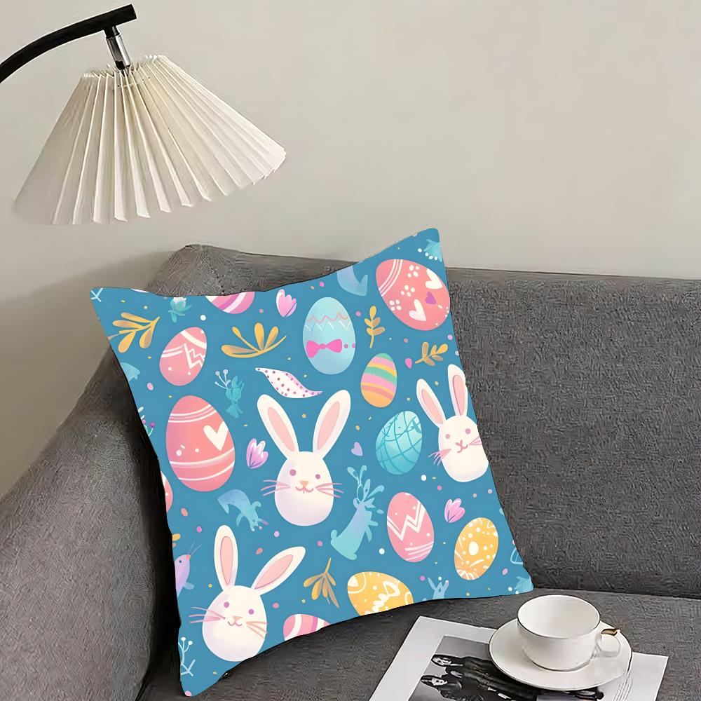 Easter Happy Cushion Cover Pillowcase Ultra Soft Skin Friendly Fabric Cloud Like Comfort & Concealed Zipper