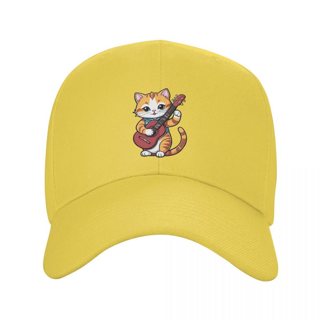 Rock Cat Playing Guitar Cartoon Guitar Cat Baseball Caps Snapback Men Women Hats Adjustable Cap Hip Hop Baseball Hat Casquette