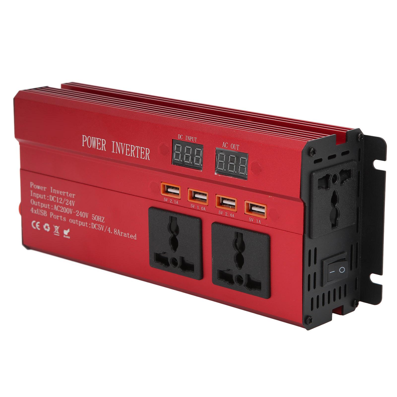 

Инвертор мощности 700 Вт, модифицированная синусоида 1224 В постоянного тока в 220 В переменного тока 50 Гц, 4 порта USB, 3 розетки переменного тока для аварийного питания