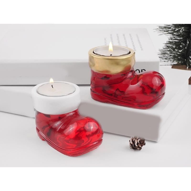Christmas Boot Shaped Candle Holder Silicone Mould High Temperature Resistant Candlestick Mold Epoxy Decoration Mould
