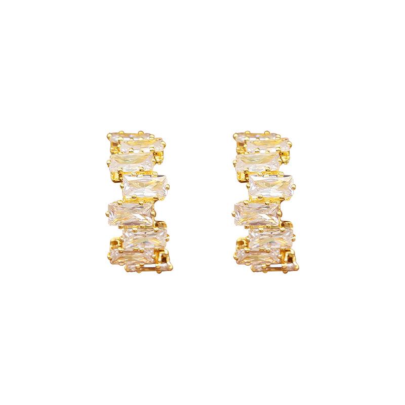 French Luxury Zircon C-Shaped No-Piercing Earrings for Women