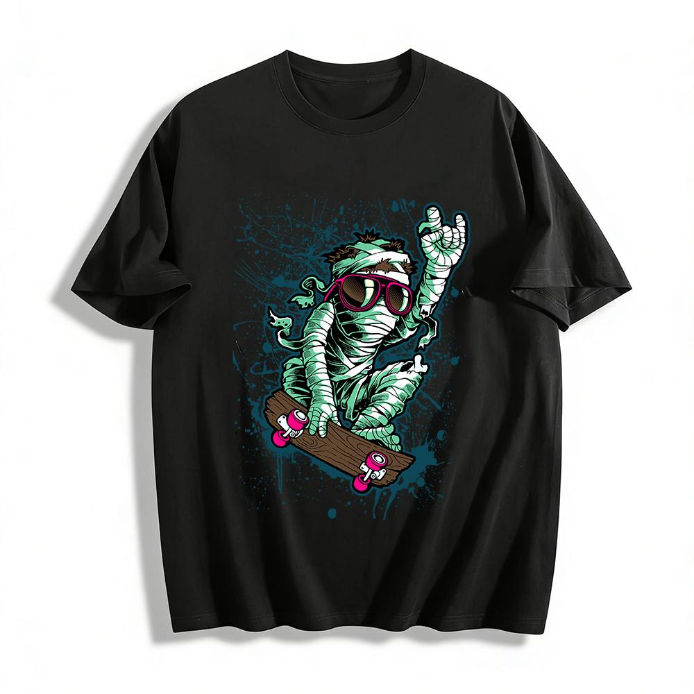 

Cool Hip-hop Mummy Skateboarding Graphic Print T-shirt Pure cotton T-shirt XXS