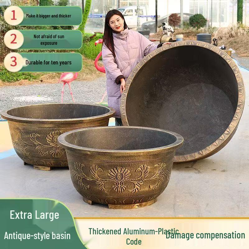 Large Resin Flower Pot for Cycad, Fruit Trees, Lotus, Balcony & Courtyard Planting