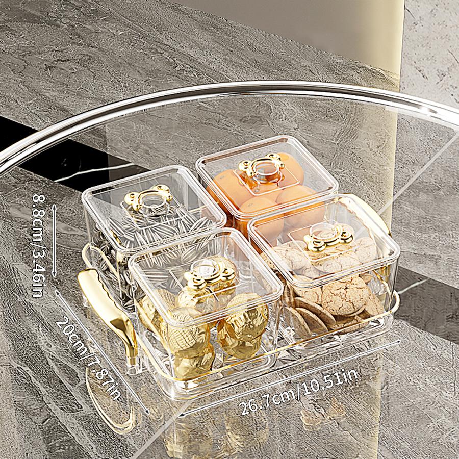 Clear Plastic Food Storage Box 4/6 Grids Moisture-Proof Sealed Candy Dried Fruit Snack Container Fruit Tray Kitchen Organizer