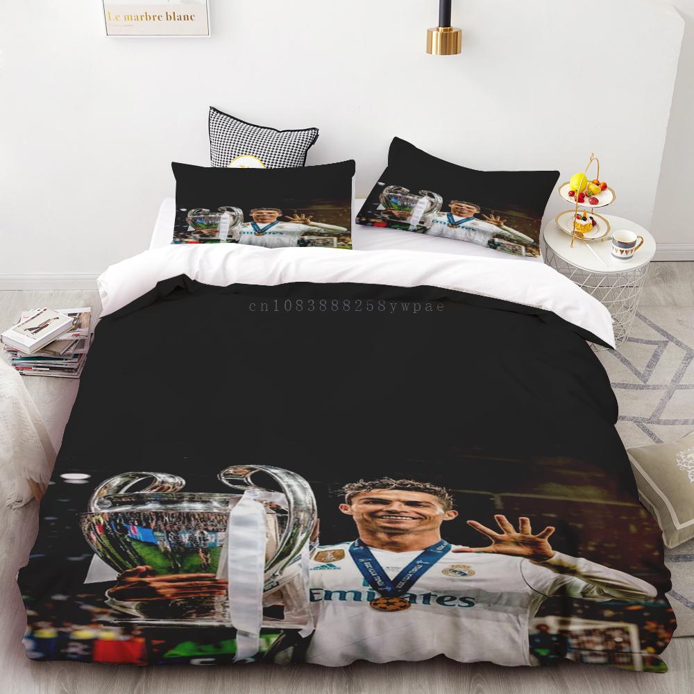 Duvet Cover Duvet Cover Football Star CR7 Soccer 3D Bedding Set Boys Girls Twin Queen Size Bed Boys Adult Fashion Home Textile