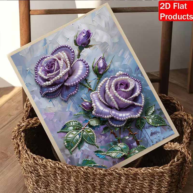 DIY Purple Rose Pearl Diamond Art Kits Without Frame 30x40cm Gem Art Diamond Painting Kits for Adults/Beginners Gift Idea Home Wall Decor