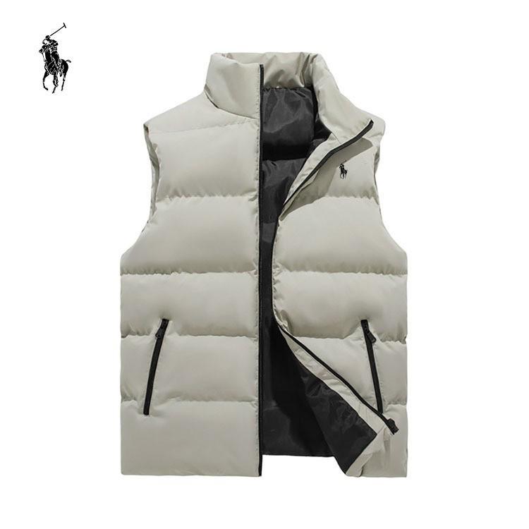 

Чоловіча вітрозахисна бавовняна жилетка з коміром-стійкою - Тепла, з оксамитовою підкладкою, Повсякденний стиль Гонконгу для Осені/Зими L