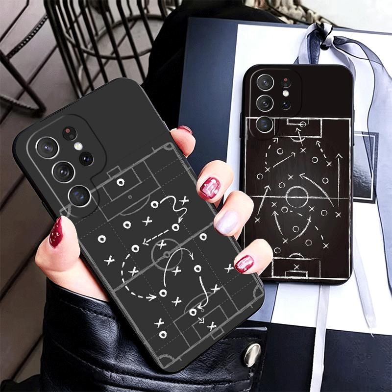Football Soccer Tactics Time Soft Phone Case for Samsung Galaxy S26 S25 Edge S24 Ultra S23 Plus S22 S21 FE S20 Black Cover Back