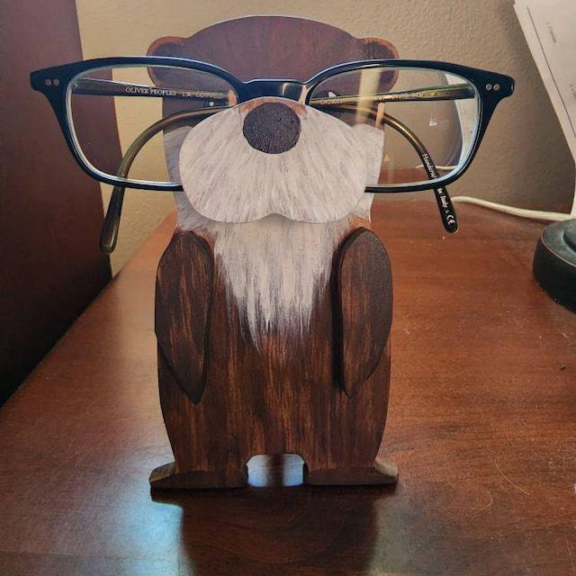 Wooden Animal Glasses Holder Display Stand for Office or Living Room Decor