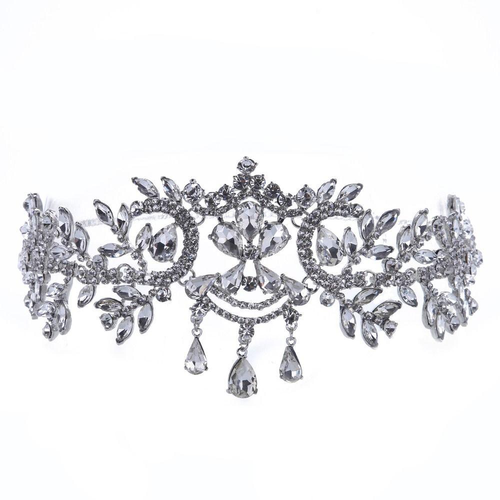 Sparkling Rhinestone Headdress Luxury Bridal Tiaras Head Chain Women Hair Jewelry  Bridal Party