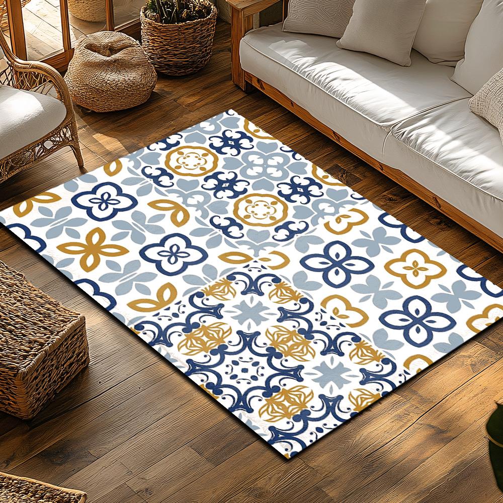 Vintage Persian Carpet Pattern Area Rug Non-Slip Doormat Floor Mat Home Decor Living Room Entrance Door Mat Indoor Outdoor Rugs