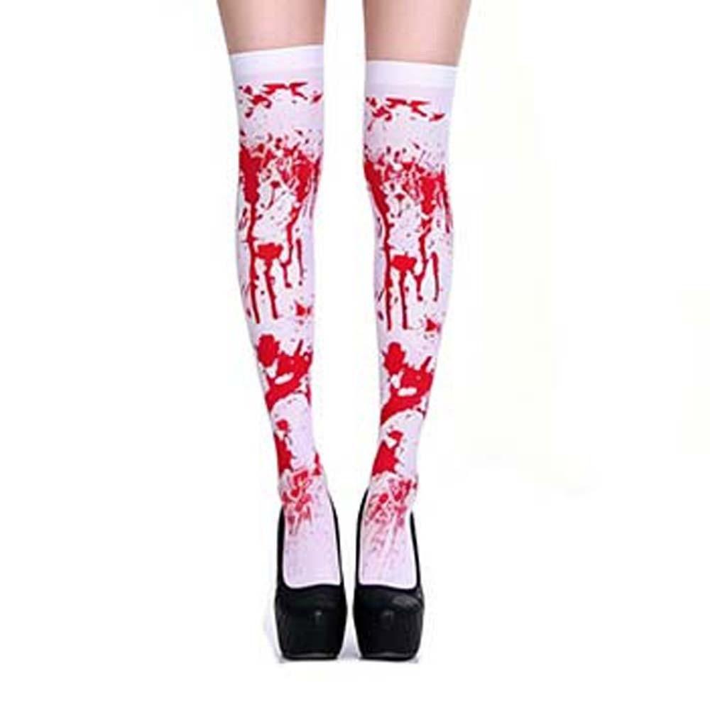 Realistic Blood Print Blood Splatter Stockings Stretchy Gothic Costume Cape  Zombie Walk Fans Thigh High Socks 1
