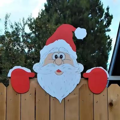 1ks Vánoční ozdoby na plot Santa Claus Nakukující zahradní ozdoby Vnitřní Venkovní Pozemní cedule DIY Festivalový dárek