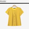 ZANZEA Women Casual Round Neck Summer Short Sleeve T-Shirts