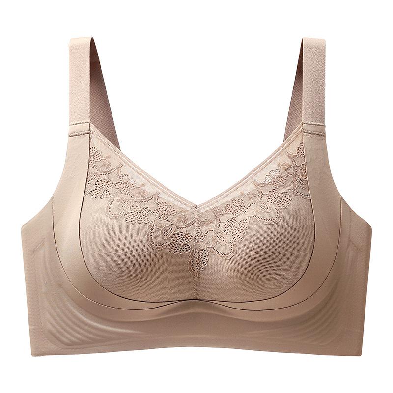 Gypsophila Lifting Seamless Gathered Side Plus Size Underwear Soft Support Adjustment Sexy Lace Bra