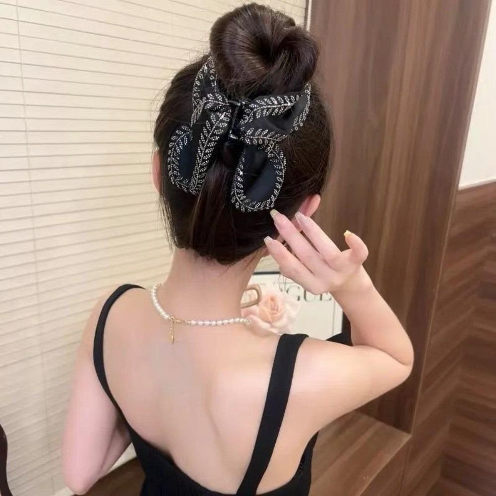 Sparkling Wheat Ear Shark Clip Large Size Rhinestone Hair Clip Fashion Hair Grip Clip  Party