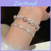 Fashion Pearl And Zircon Butterfly Wristband For Women With Modern Minimalist Style