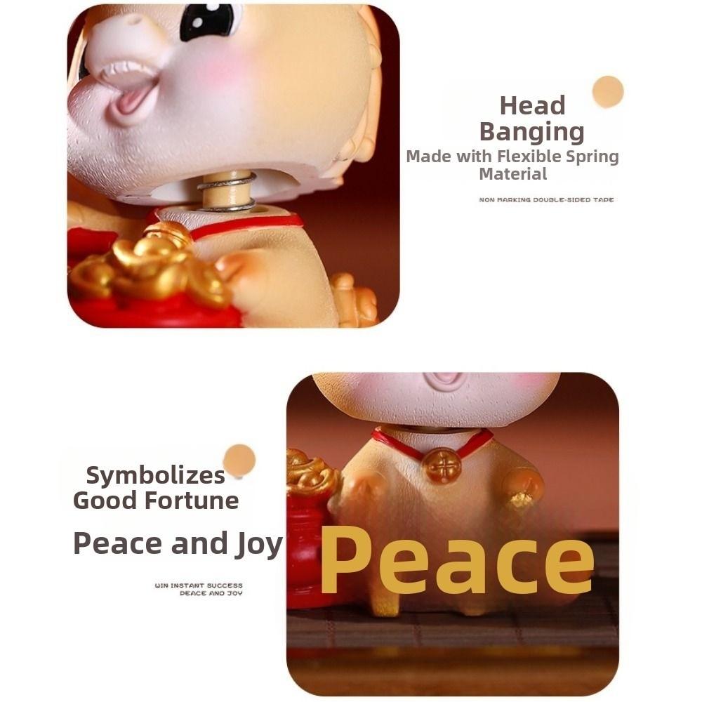 Resin Head-shaking Horse Figurine Cartoon Horse Wealth Lucky Charm Creative Desktop Ornament  Gift